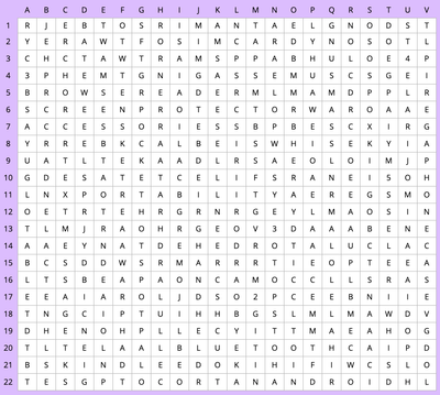 Mobile devices word search - first grid