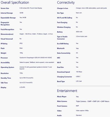 Nokia 3.4 tech specs