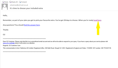 Extras - screenshot of the Disney+ email from O2